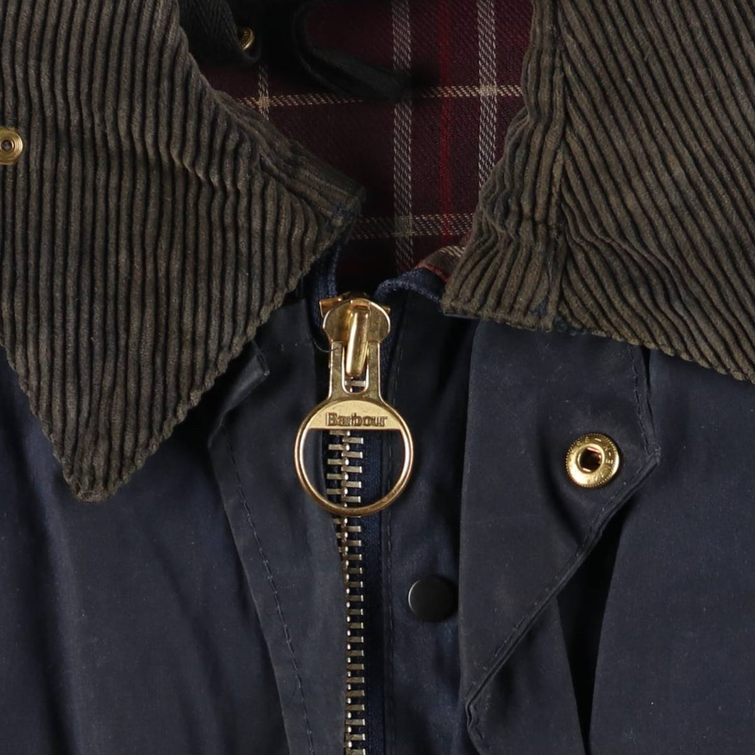 90'S Barbour Border Jacket, Old 3 Warrant, Waxed Cotton, Oiled, Made in England, C38, Men's Medium, Vintage cotton navy blue type Vintage Second Hand