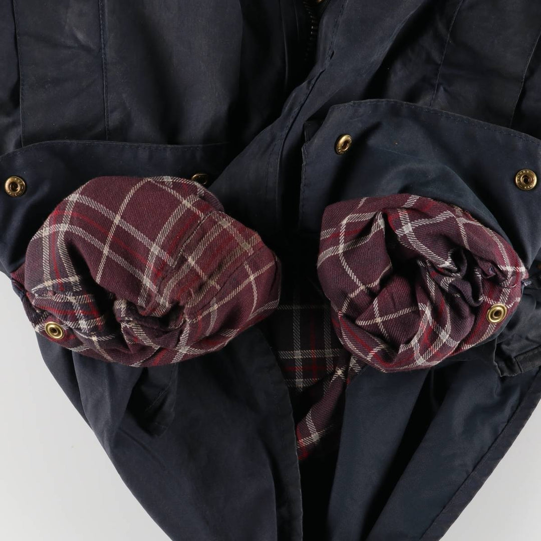 90'S Barbour Border Jacket, Old 3 Warrant, Waxed Cotton, Oiled, Made in England, C38, Men's Medium, Vintage cotton navy blue type Vintage Second Hand