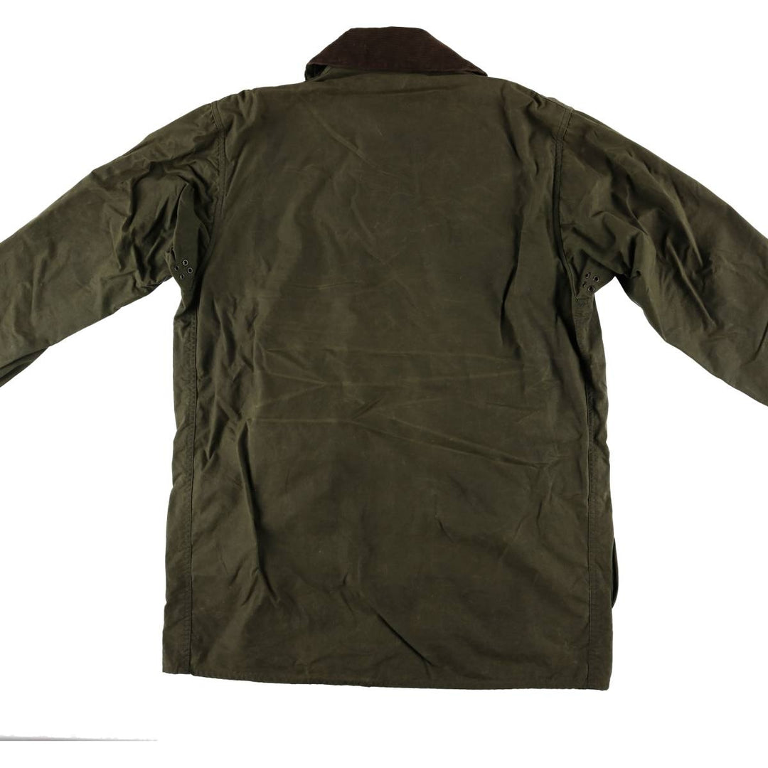 90'S Barbour BORDER (old 3-warrant) waxed cotton oiled jacket, made in England, C40, men's size M cotton Khaki type Vintage Second Hand