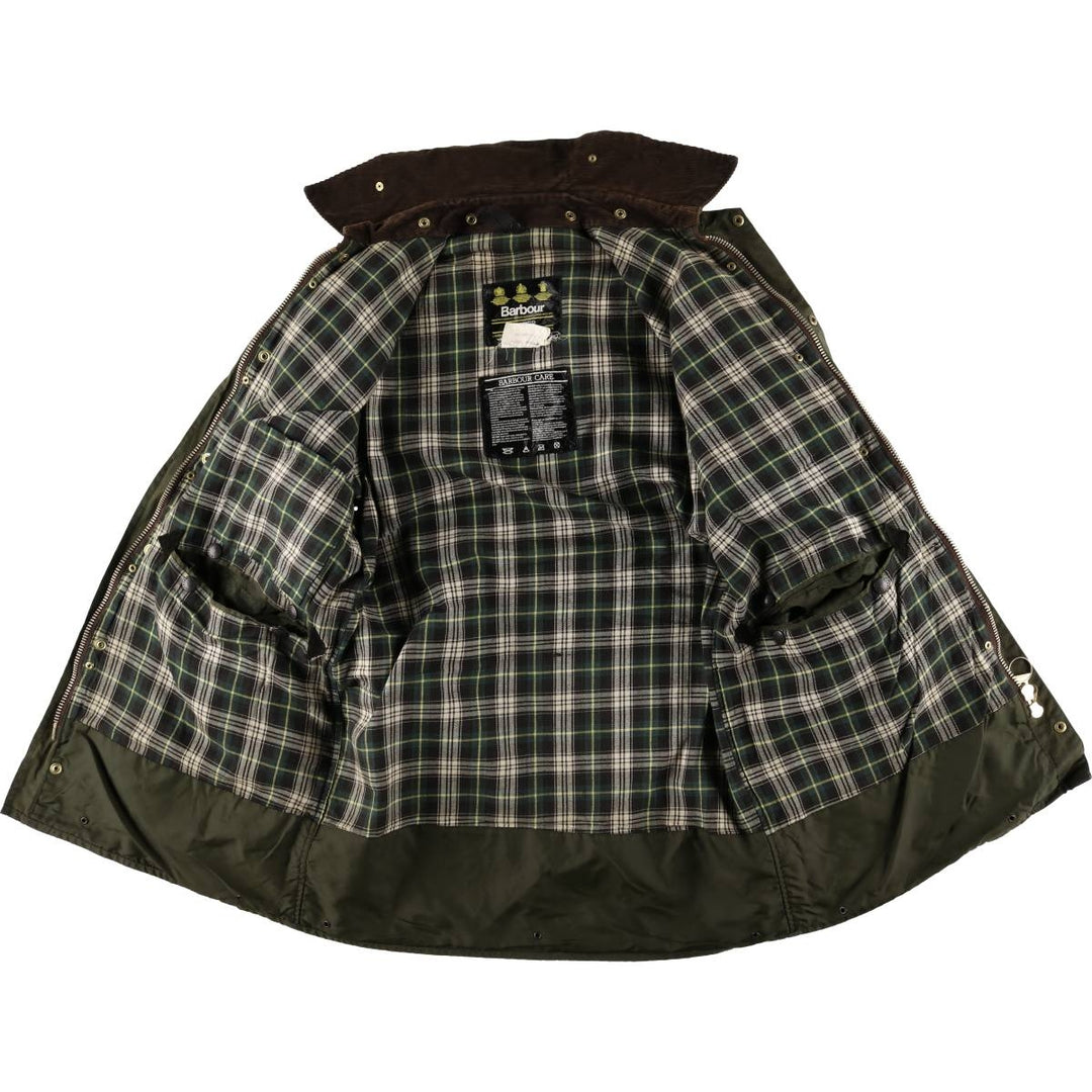 90'S Barbour BORDER (old 3-warrant) waxed cotton oiled jacket, made in England, C40, men's size M cotton Khaki type Vintage Second Hand