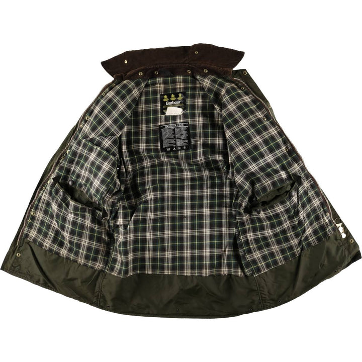 90'S Barbour BORDER (old 3-warrant) waxed cotton oiled jacket, made in England, C40, men's size M cotton Khaki type Vintage Second Hand