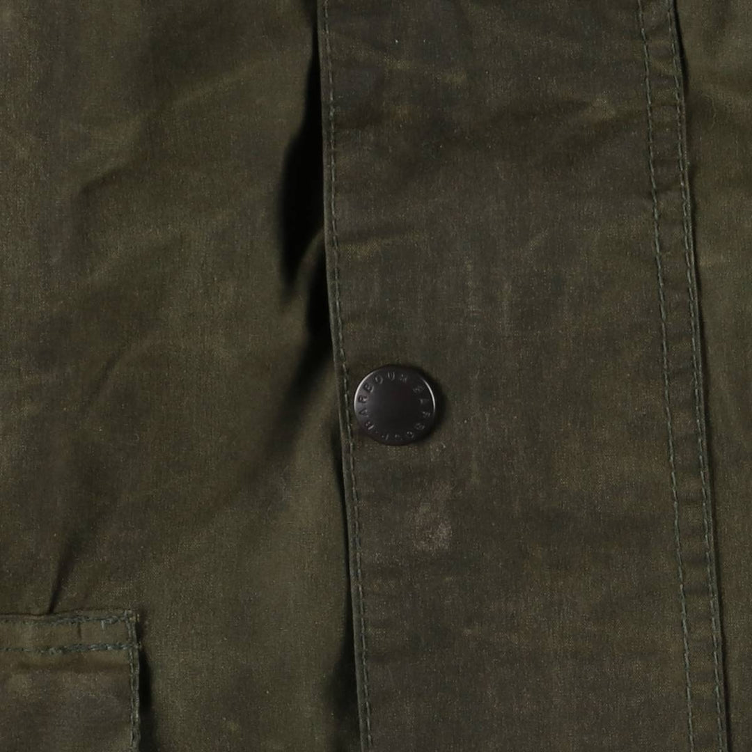 90'S Barbour BORDER (old 3-warrant) waxed cotton oiled jacket, made in England, C40, men's size M cotton Khaki type Vintage Second Hand