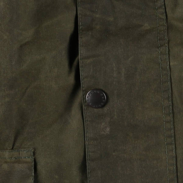 90'S Barbour BORDER (old 3-warrant) waxed cotton oiled jacket, made in England, C40, men's size M cotton Khaki type Vintage Second Hand