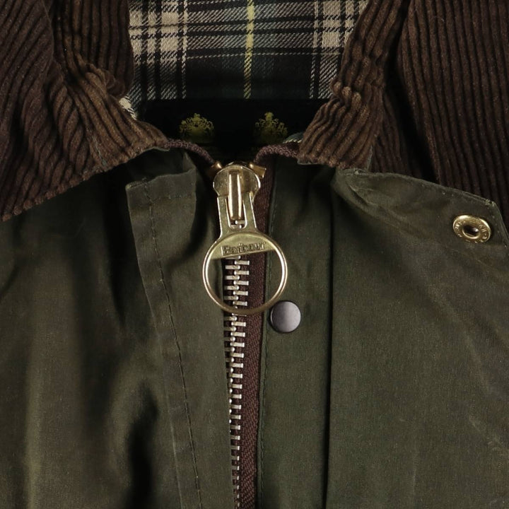 90'S Barbour BORDER (old 3-warrant) waxed cotton oiled jacket, made in England, C40, men's size M cotton Khaki type Vintage Second Hand