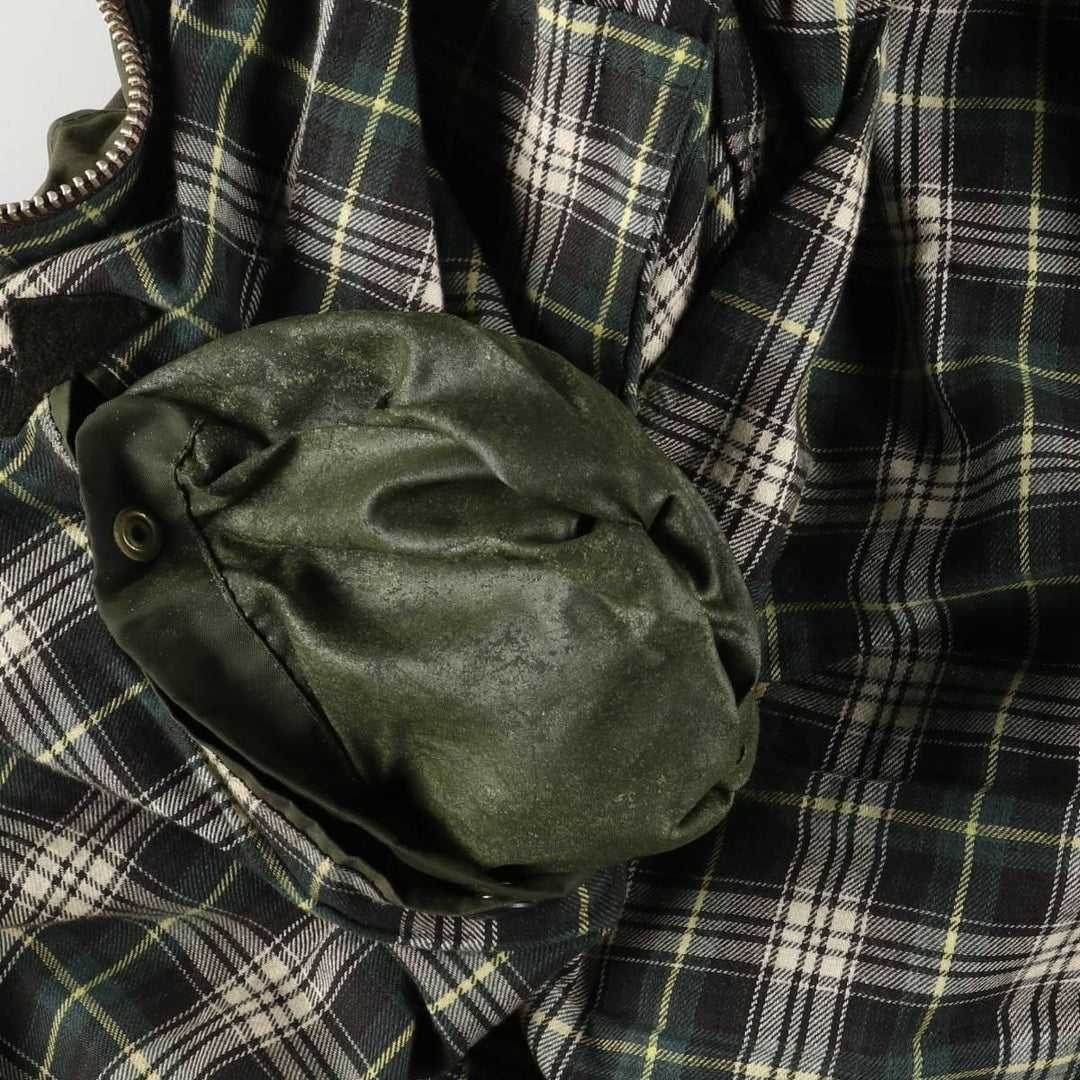 90'S Barbour BORDER (old 3-warrant) waxed cotton oiled jacket, made in England, C40, men's size M cotton Khaki type Vintage Second Hand