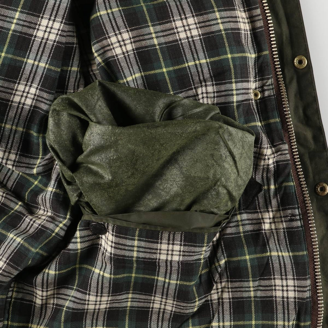 90'S Barbour BORDER (old 3-warrant) waxed cotton oiled jacket, made in England, C40, men's size M cotton Khaki type Vintage Second Hand