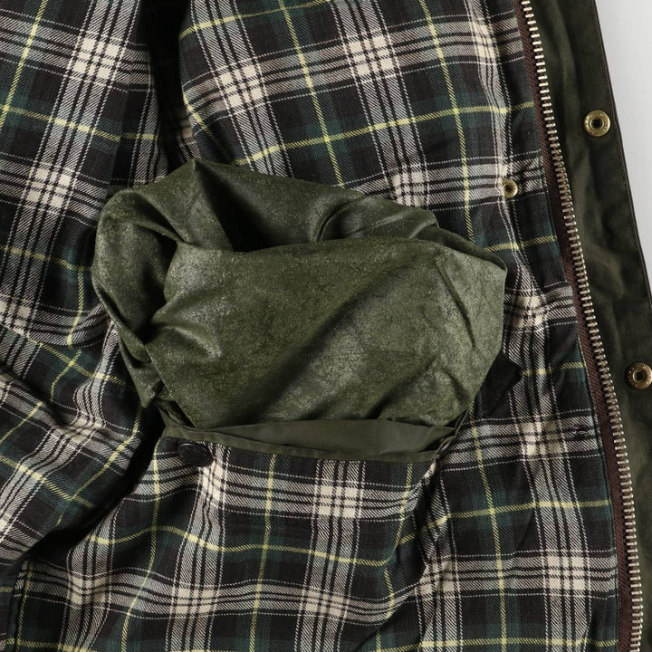 90'S Barbour BORDER (old 3-warrant) waxed cotton oiled jacket, made in England, C40, men's size M cotton Khaki type Vintage Second Hand