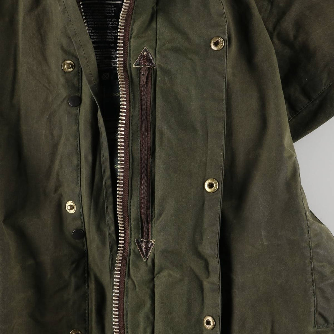 90'S Barbour BORDER (old 3-warrant) waxed cotton oiled jacket, made in England, C40, men's size M cotton Khaki type Vintage Second Hand