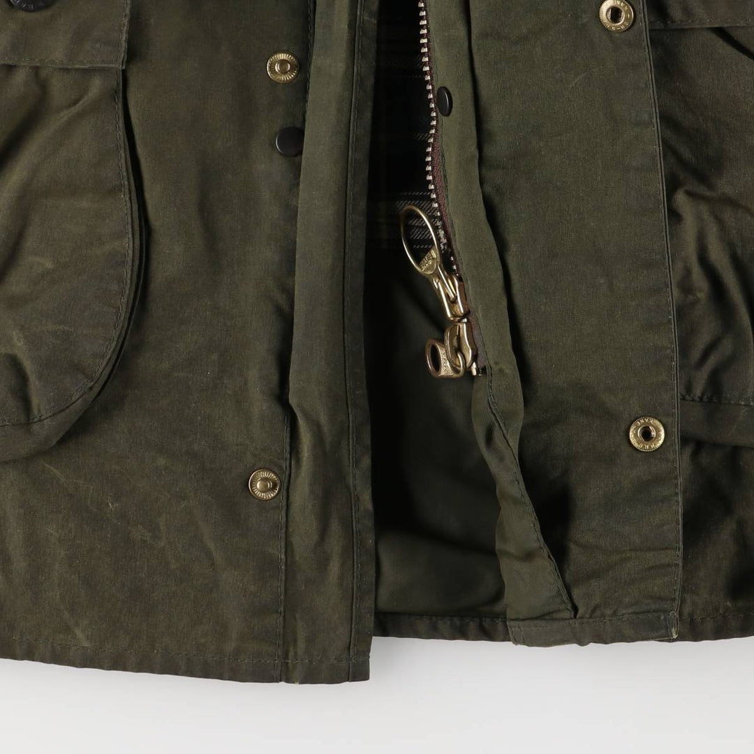 90'S Barbour BORDER (old 3-warrant) waxed cotton oiled jacket, made in England, C40, men's size M cotton Khaki type Vintage Second Hand