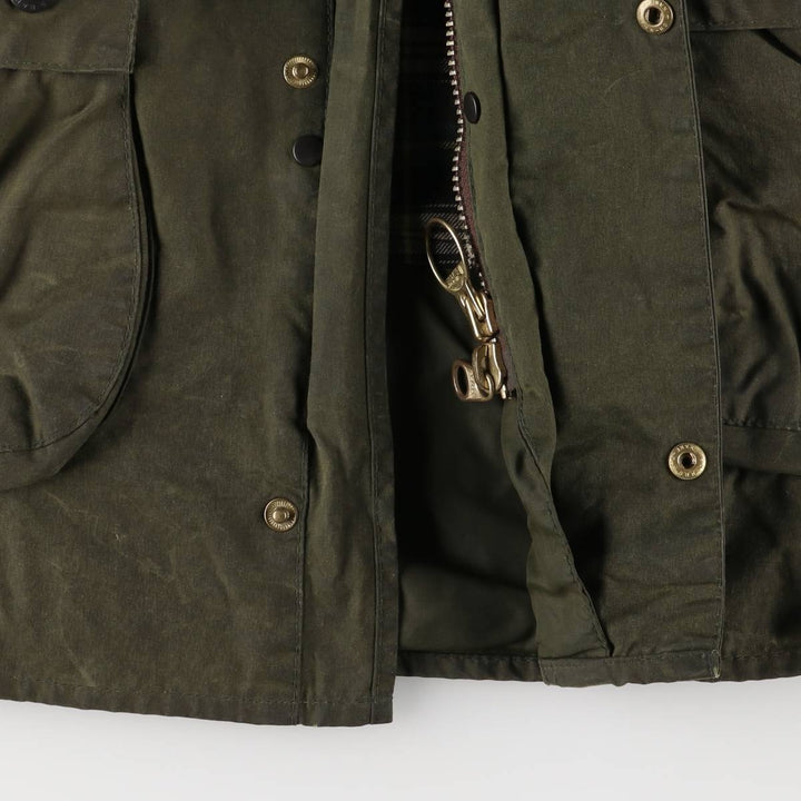90'S Barbour BORDER (old 3-warrant) waxed cotton oiled jacket, made in England, C40, men's size M cotton Khaki type Vintage Second Hand