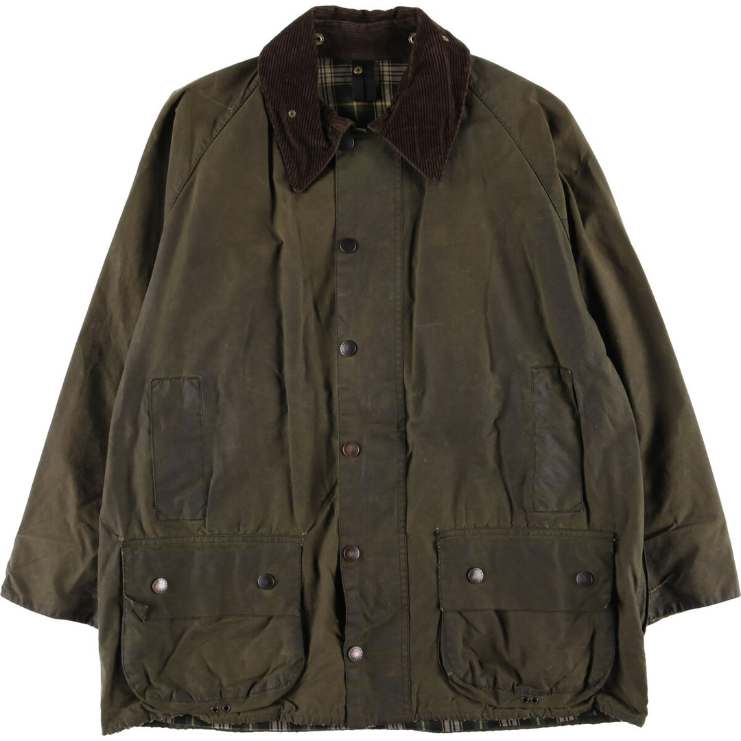 2000'S Barbour Beaufort 3 Warrant Oiled Hunting Jacket, Made in England, C44, Men's Size L cotton Khaki type Vintage Second Hand