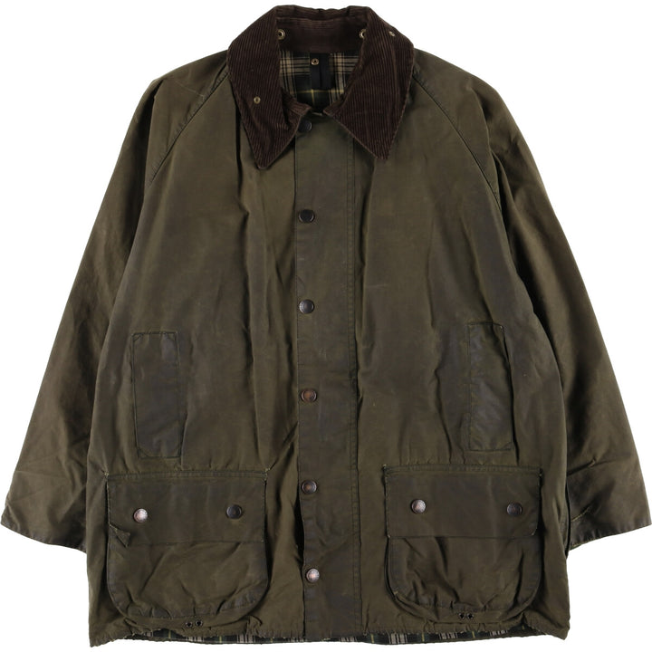 2000'S Barbour Beaufort 3 Warrant Oiled Hunting Jacket, Made in England, C44, Men's Size L cotton Khaki type Vintage Second Hand