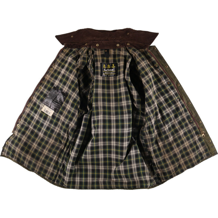 2000'S Barbour Beaufort 3 Warrant Oiled Hunting Jacket, Made in England, C44, Men's Size L cotton Khaki type Vintage Second Hand