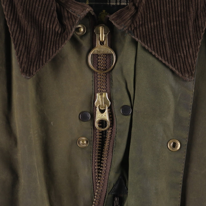 2000'S Barbour Beaufort 3 Warrant Oiled Hunting Jacket, Made in England, C44, Men's Size L cotton Khaki type Vintage Second Hand