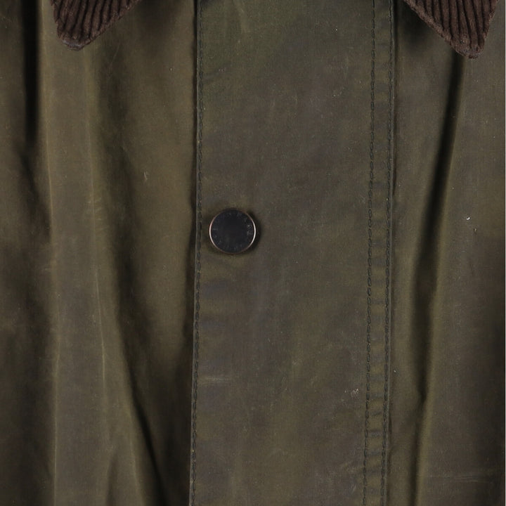 2000'S Barbour Beaufort 3 Warrant Oiled Hunting Jacket, Made in England, C44, Men's Size L cotton Khaki type Vintage Second Hand