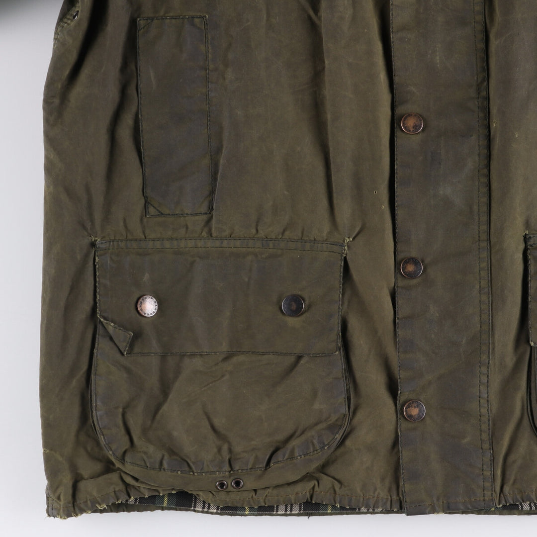2000'S Barbour Beaufort 3 Warrant Oiled Hunting Jacket, Made in England, C44, Men's Size L cotton Khaki type Vintage Second Hand