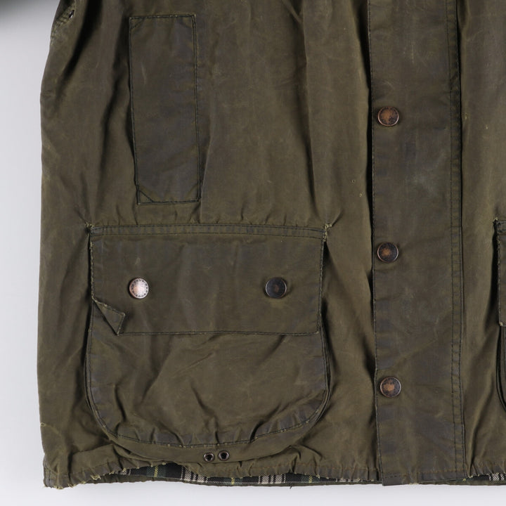 2000'S Barbour Beaufort 3 Warrant Oiled Hunting Jacket, Made in England, C44, Men's Size L cotton Khaki type Vintage Second Hand