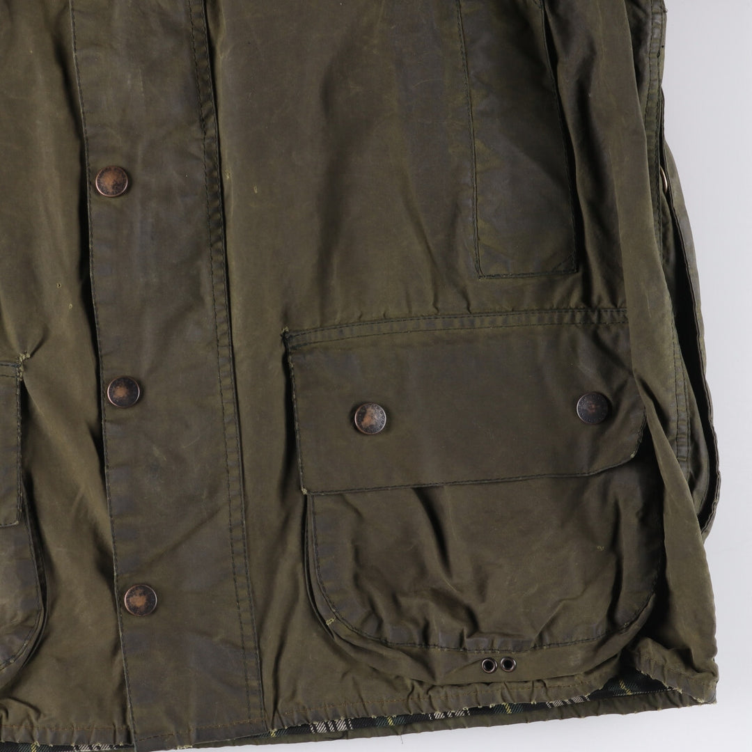 2000'S Barbour Beaufort 3 Warrant Oiled Hunting Jacket, Made in England, C44, Men's Size L cotton Khaki type Vintage Second Hand