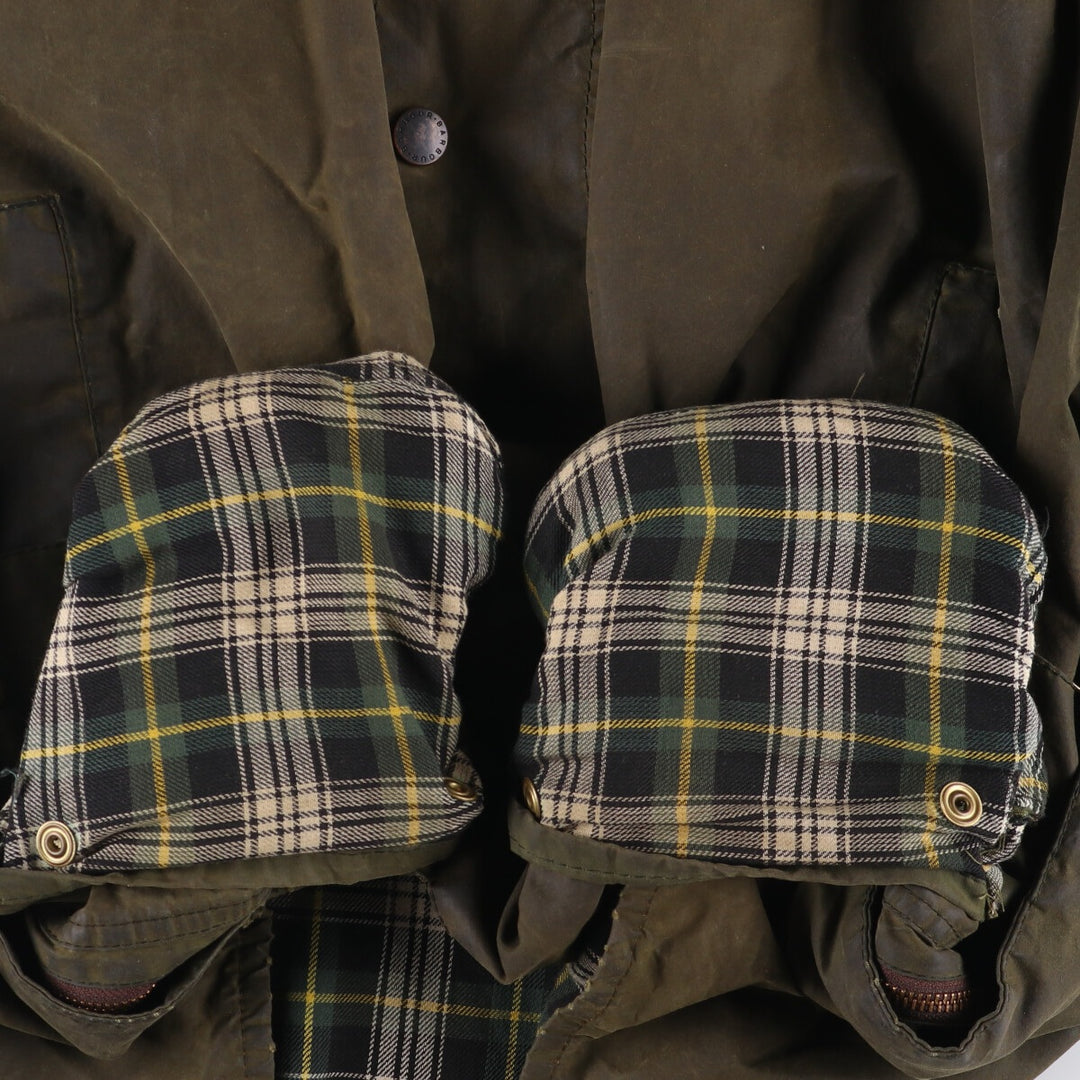 2000'S Barbour Beaufort 3 Warrant Oiled Hunting Jacket, Made in England, C44, Men's Size L cotton Khaki type Vintage Second Hand