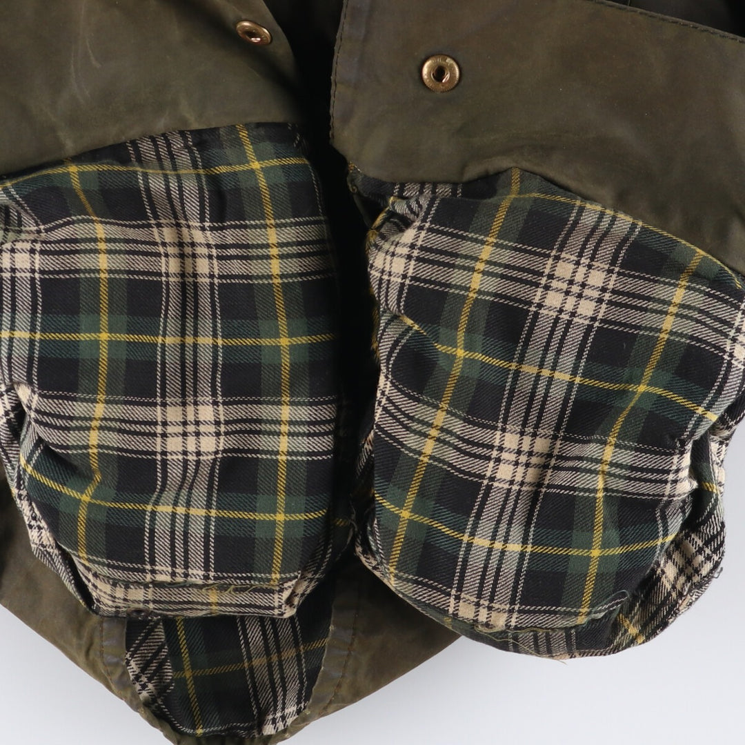 2000'S Barbour Beaufort 3 Warrant Oiled Hunting Jacket, Made in England, C44, Men's Size L cotton Khaki type Vintage Second Hand