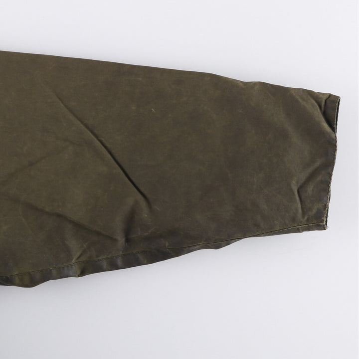 2000'S Barbour Beaufort 3 Warrant Oiled Hunting Jacket, Made in England, C44, Men's Size L cotton Khaki type Vintage Second Hand