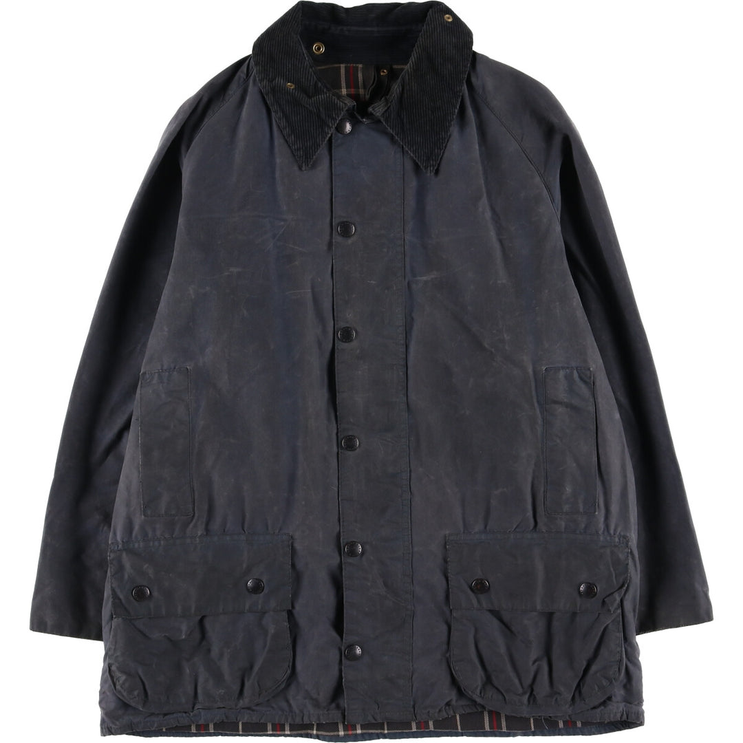 80s-90'S Barbour BEAUFORT 3 Warrant Oiled Hunting Jacket, Made in England, C42, Men's Size L cotton navy blue type Vintage Second Hand
