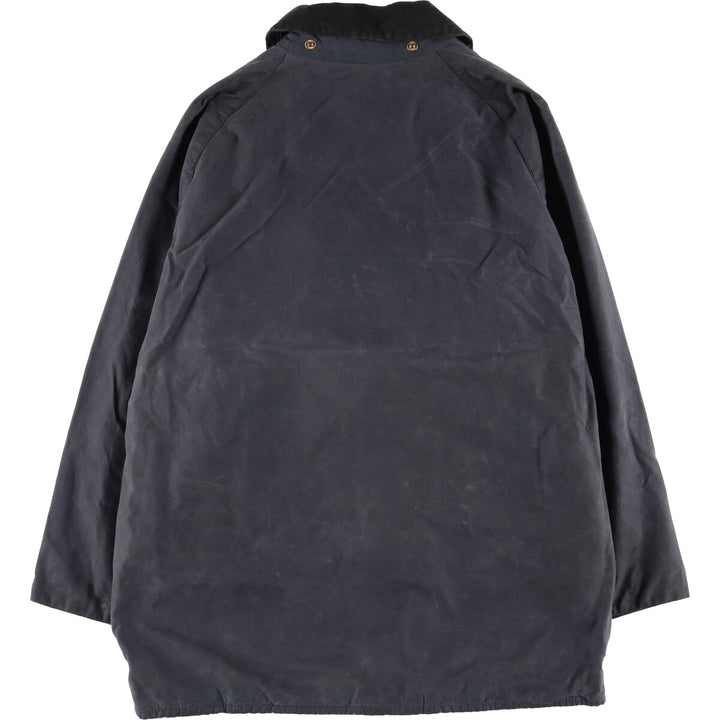 80s-90'S Barbour BEAUFORT 3 Warrant Oiled Hunting Jacket, Made in England, C42, Men's Size L cotton navy blue type Vintage Second Hand