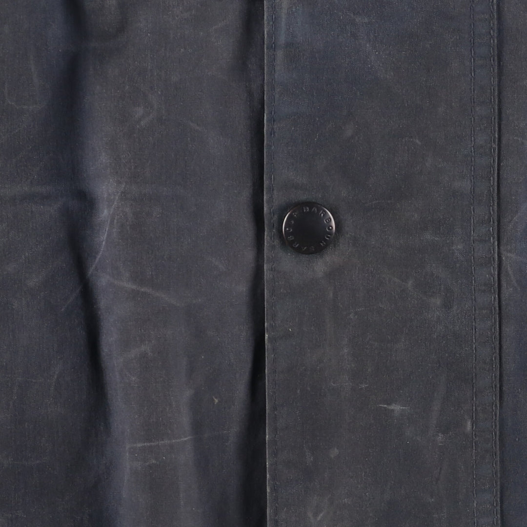 80s-90'S Barbour BEAUFORT 3 Warrant Oiled Hunting Jacket, Made in England, C42, Men's Size L cotton navy blue type Vintage Second Hand