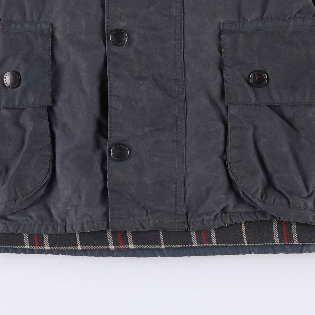 80s-90'S Barbour BEAUFORT 3 Warrant Oiled Hunting Jacket, Made in England, C42, Men's Size L cotton navy blue type Vintage Second Hand