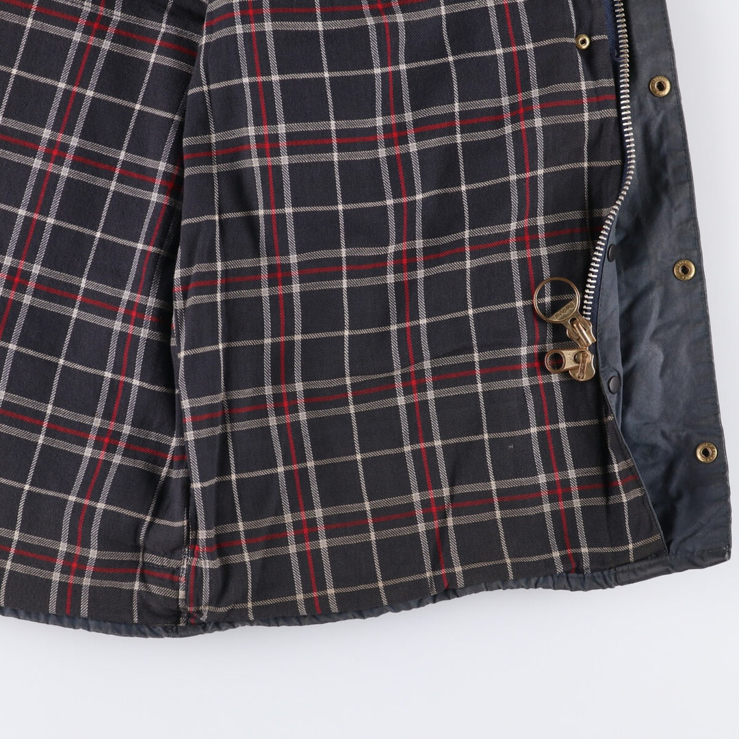 80s-90'S Barbour BEAUFORT 3 Warrant Oiled Hunting Jacket, Made in England, C42, Men's Size L cotton navy blue type Vintage Second Hand