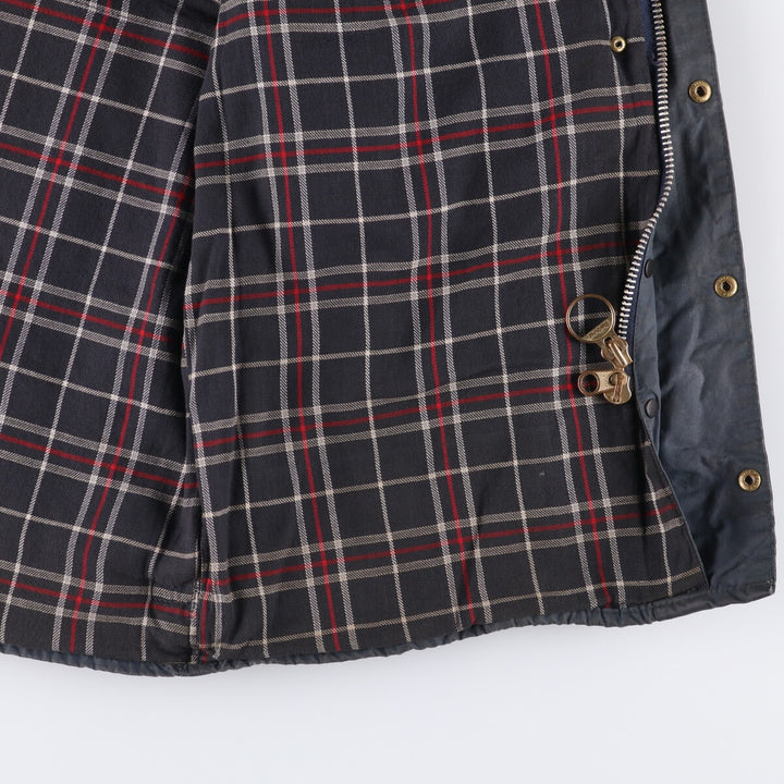 80s-90'S Barbour BEAUFORT 3 Warrant Oiled Hunting Jacket, Made in England, C42, Men's Size L cotton navy blue type Vintage Second Hand