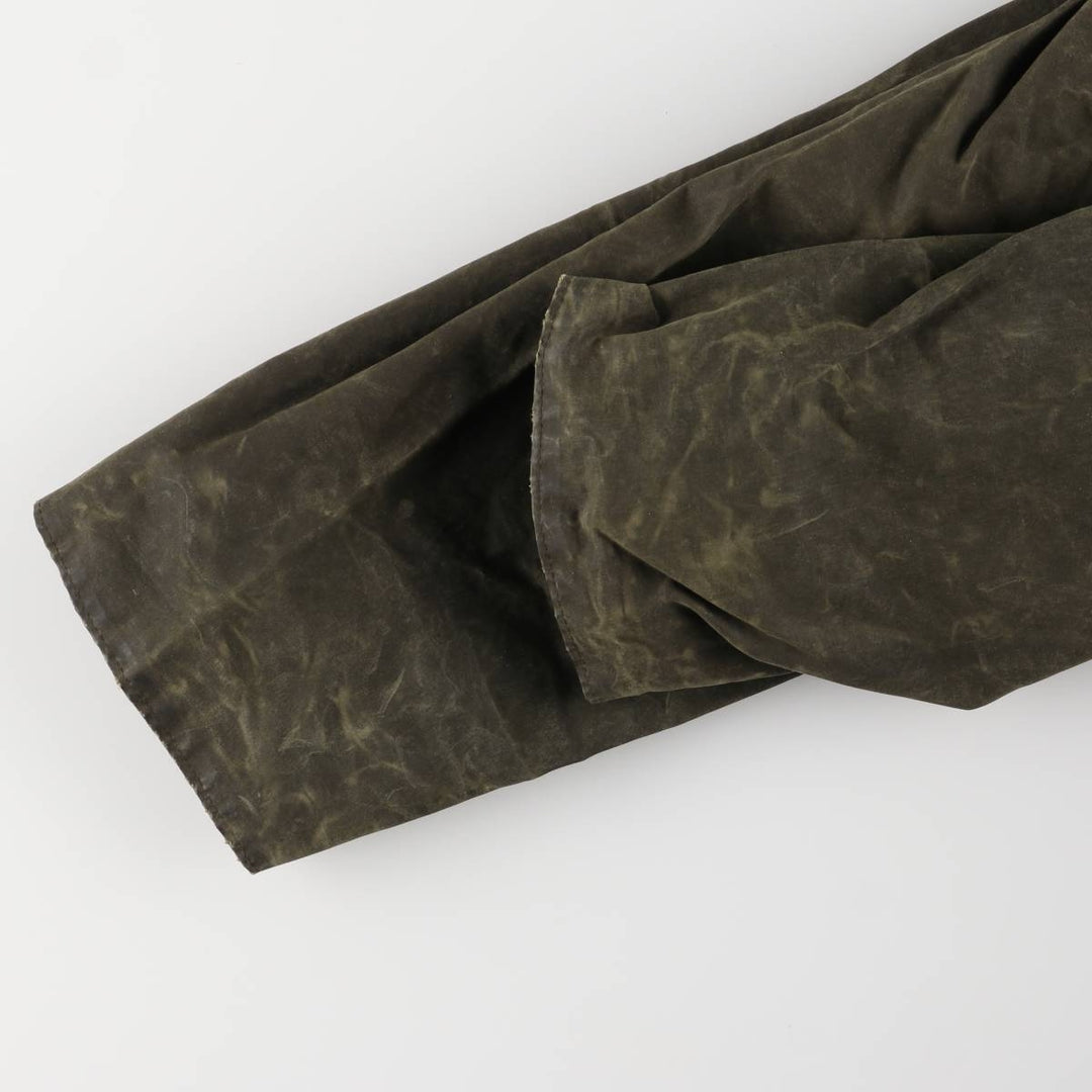 1990'S Barbour BORDER (old 3-warrant) hooded waxed cotton oiled jacket, made in the UK, C40, men's size M cotton Khaki type Vintage Second Hand