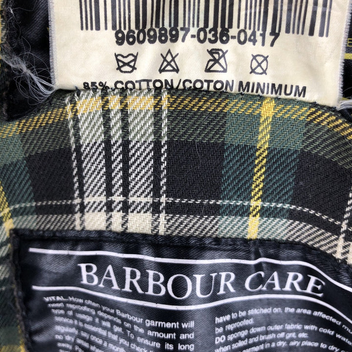 1990'S Barbour Beaufort 3 Warrant Oiled Hunting Jacket, Made in England, C44, Men's Size L cotton Khaki type Vintage Second Hand