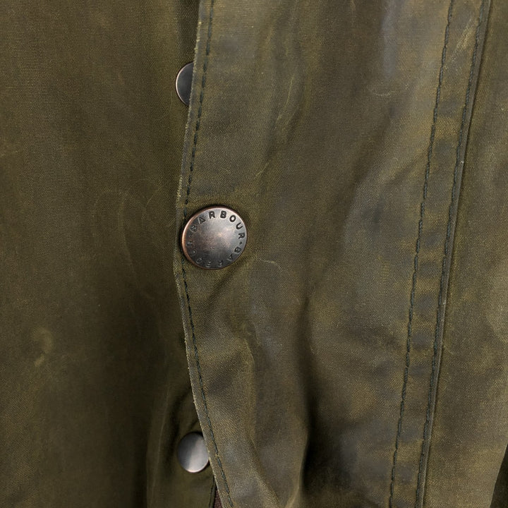 1990'S Barbour Beaufort 3 Warrant Oiled Hunting Jacket, Made in England, C44, Men's Size L cotton Khaki type Vintage Second Hand