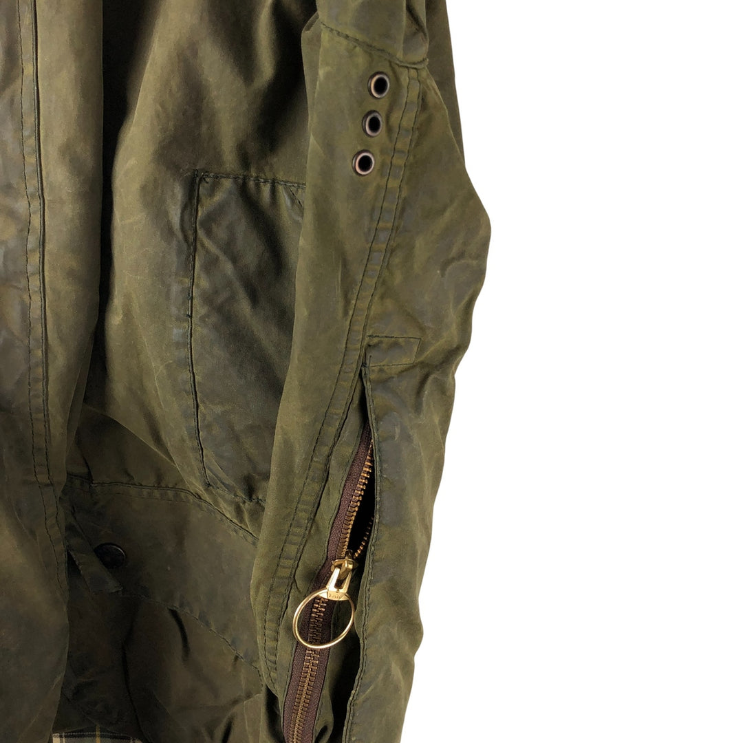 1990'S Barbour Beaufort 3 Warrant Oiled Hunting Jacket, Made in England, C44, Men's Size L cotton Khaki type Vintage Second Hand