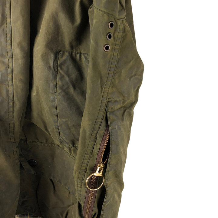 1990'S Barbour Beaufort 3 Warrant Oiled Hunting Jacket, Made in England, C44, Men's Size L cotton Khaki type Vintage Second Hand