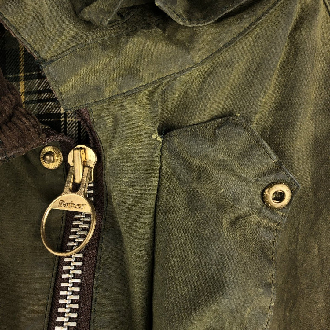 1990'S Barbour Beaufort 3 Warrant Oiled Hunting Jacket, Made in England, C44, Men's Size L cotton Khaki type Vintage Second Hand