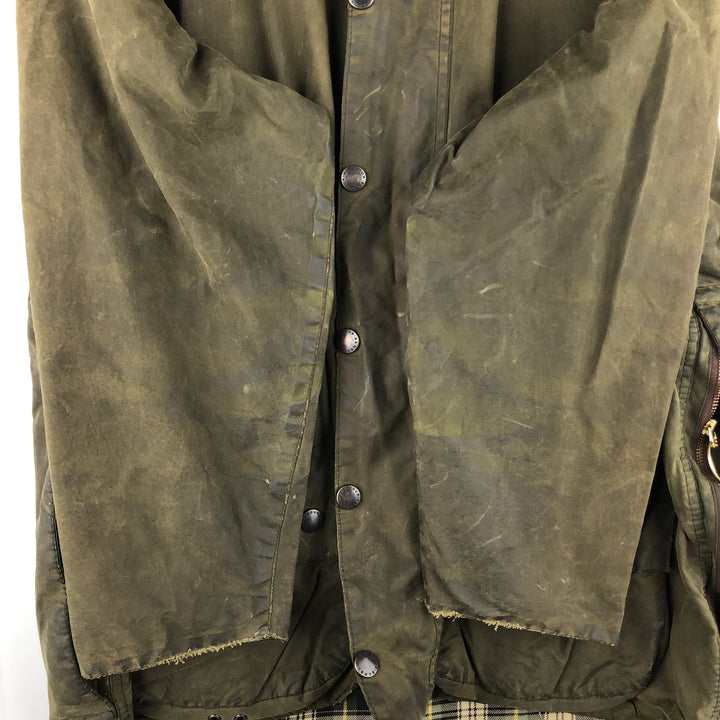 1990'S Barbour Beaufort 3 Warrant Oiled Hunting Jacket, Made in England, C44, Men's Size L cotton Khaki type Vintage Second Hand