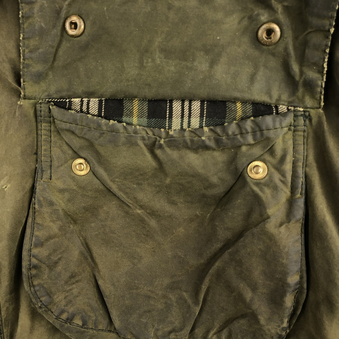 1990'S Barbour Beaufort 3 Warrant Oiled Hunting Jacket, Made in England, C44, Men's Size L cotton Khaki type Vintage Second Hand