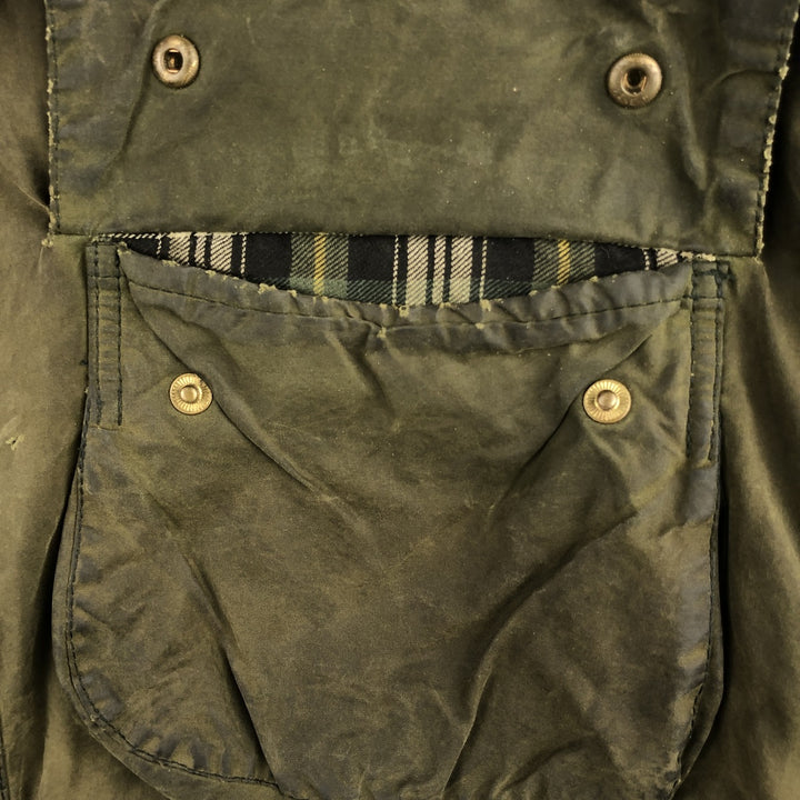 1990'S Barbour Beaufort 3 Warrant Oiled Hunting Jacket, Made in England, C44, Men's Size L cotton Khaki type Vintage Second Hand