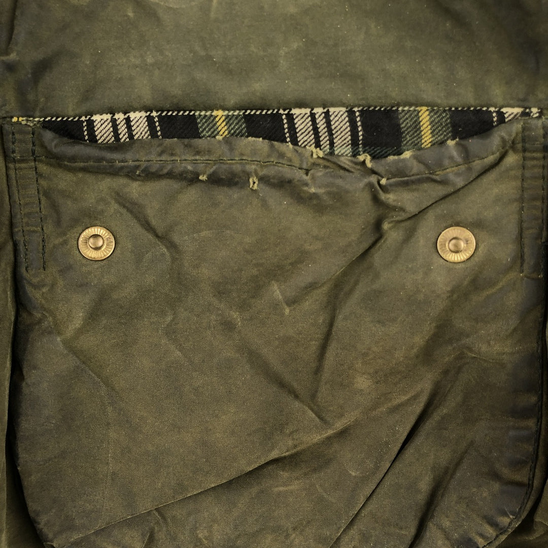 1990'S Barbour Beaufort 3 Warrant Oiled Hunting Jacket, Made in England, C44, Men's Size L cotton Khaki type Vintage Second Hand