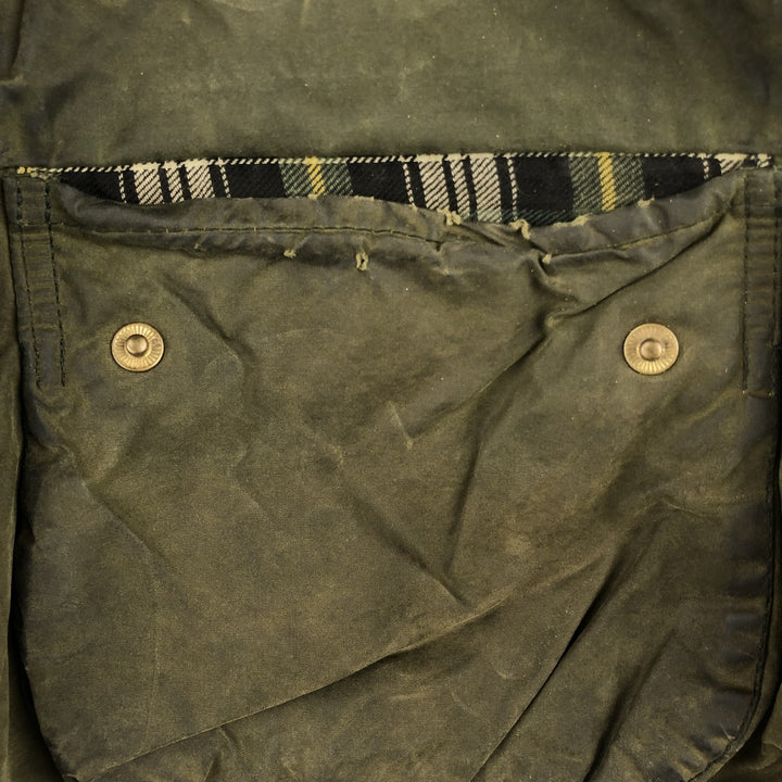 1990'S Barbour Beaufort 3 Warrant Oiled Hunting Jacket, Made in England, C44, Men's Size L cotton Khaki type Vintage Second Hand