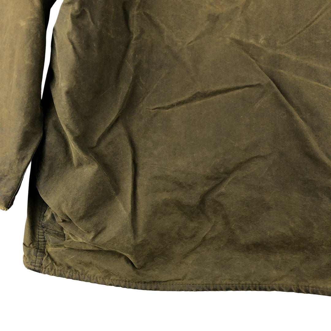 1990'S Barbour Beaufort 3 Warrant Oiled Hunting Jacket, Made in England, C44, Men's Size L cotton Khaki type Vintage Second Hand