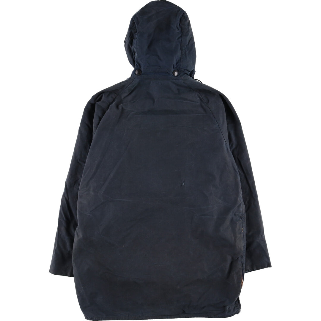 1990'S Barbour Beaufort 3 Warrant Hooded Oiled Hunting Jacket, Made in the UK, C38, Men's Size M cotton navy blue type Vintage Second Hand