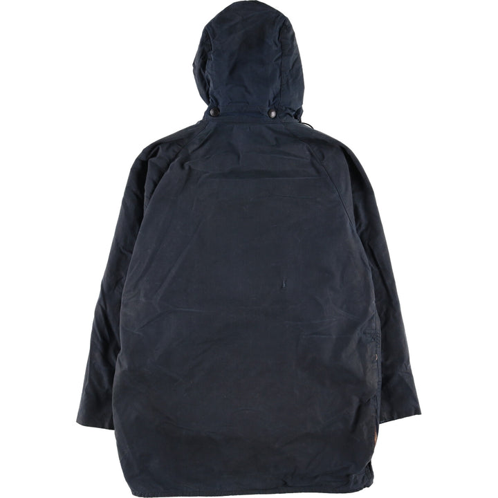 1990'S Barbour Beaufort 3 Warrant Hooded Oiled Hunting Jacket, Made in the UK, C38, Men's Size M cotton navy blue type Vintage Second Hand