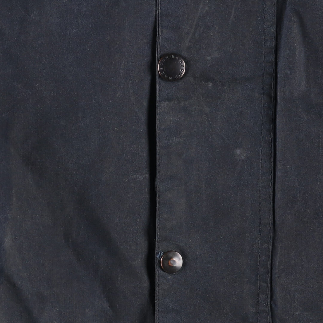 1990'S Barbour Beaufort 3 Warrant Hooded Oiled Hunting Jacket, Made in the UK, C38, Men's Size M cotton navy blue type Vintage Second Hand