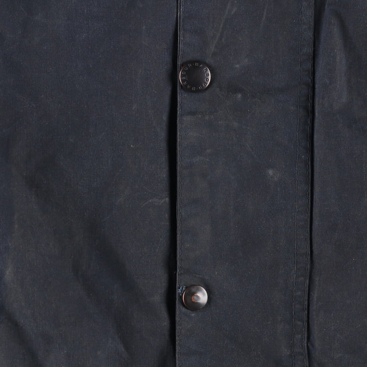 1990'S Barbour Beaufort 3 Warrant Hooded Oiled Hunting Jacket, Made in the UK, C38, Men's Size M cotton navy blue type Vintage Second Hand