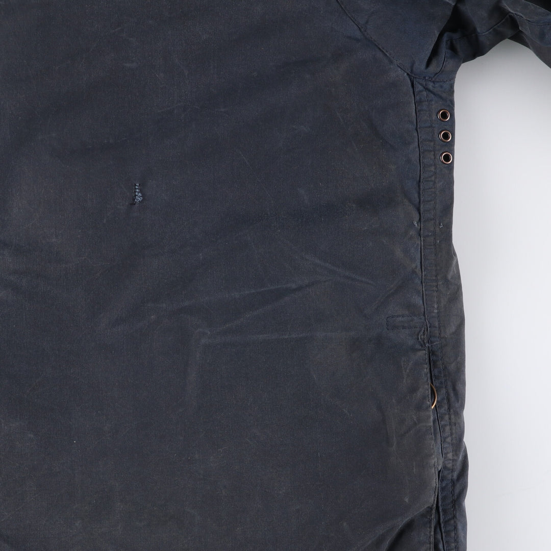 1990'S Barbour Beaufort 3 Warrant Hooded Oiled Hunting Jacket, Made in the UK, C38, Men's Size M cotton navy blue type Vintage Second Hand