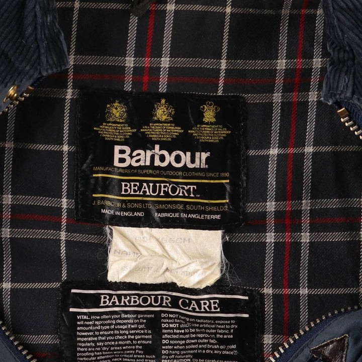 Vintage 1980s-1990'S Barbour Beaufort 3 Warrant Oiled Hunting Jacket, Made in England, C34, Men's Size XS cotton navy blue type Vintage Second Hand