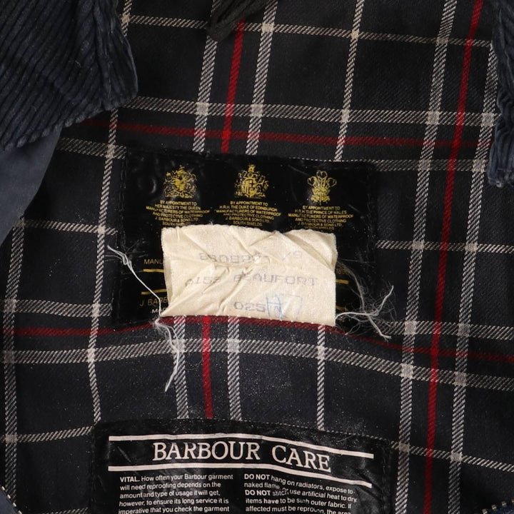 Vintage 1980s-1990'S Barbour Beaufort 3 Warrant Oiled Hunting Jacket, Made in England, C34, Men's Size XS cotton navy blue type Vintage Second Hand